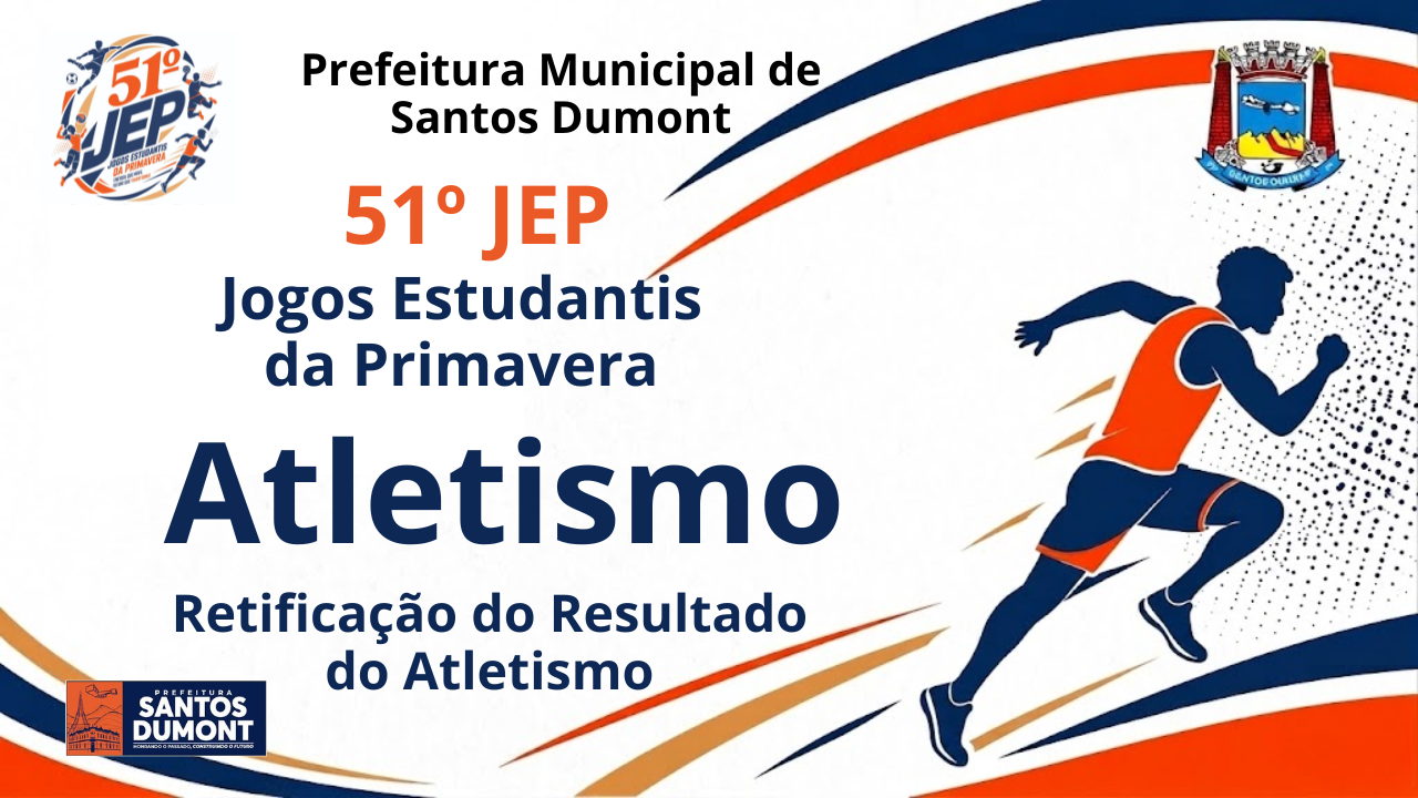 RETIFICAÇÃO DO RESULTADO DO ATLETISMO DO DIA 02/09/2026