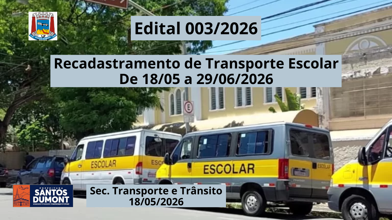 EDITAL 003/2026 Recadastramento Transporte Escolar