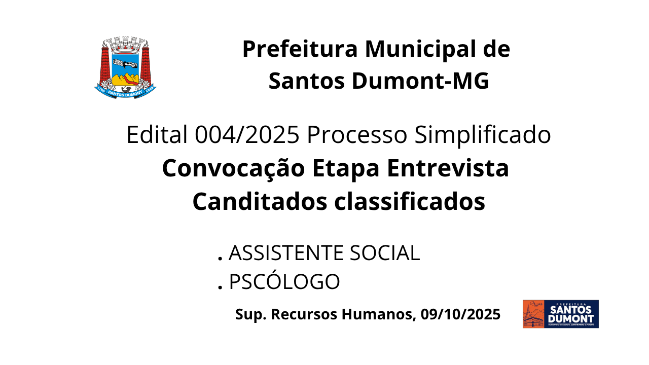 Edital 004 2025 Processo Simplificado CONVOCAÇÃO ETAPA ENTREVISTA