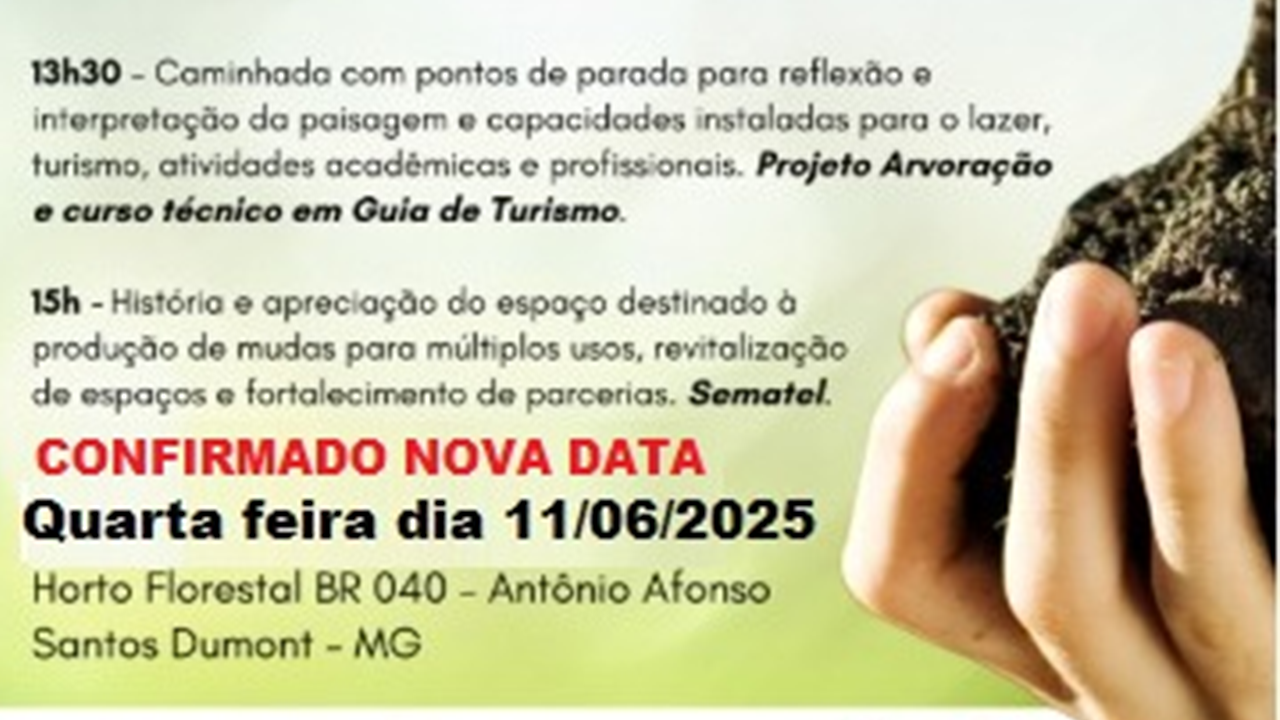 Passeio no Horto Municipal amanhã, dia 11/06, a partir das 13h30