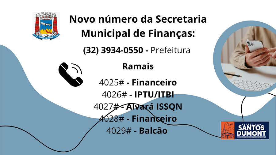 Secretaria de Finanças informa novo número de contato