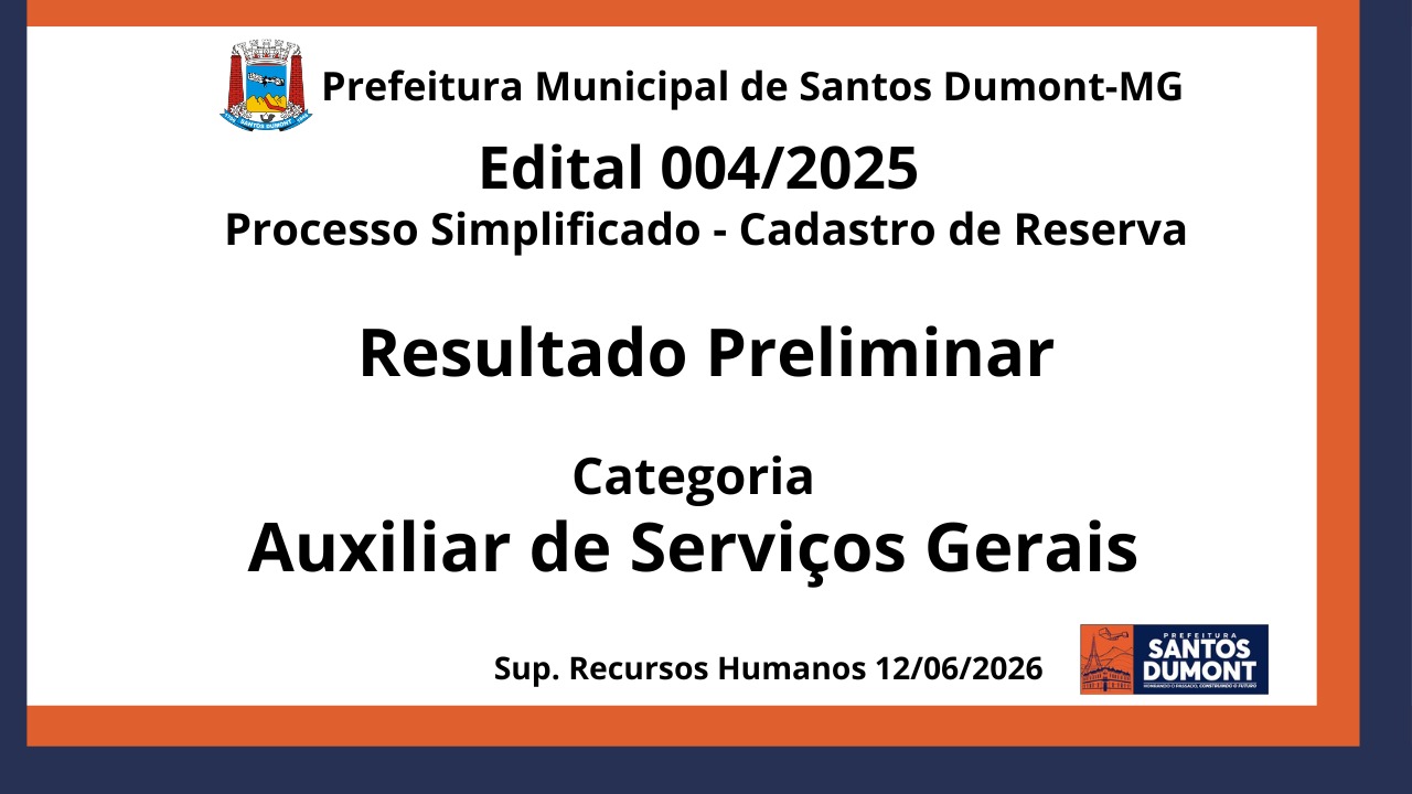 Edital 004/2025 Resultado Preliminar