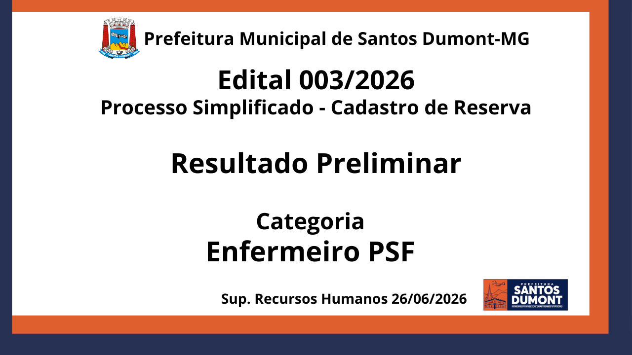 Edital 003/2026 Reusltado Preliminar