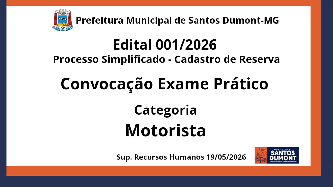 CONVOCAÇÃO PARA EXAME PRÁTICO DE MOTORISTA