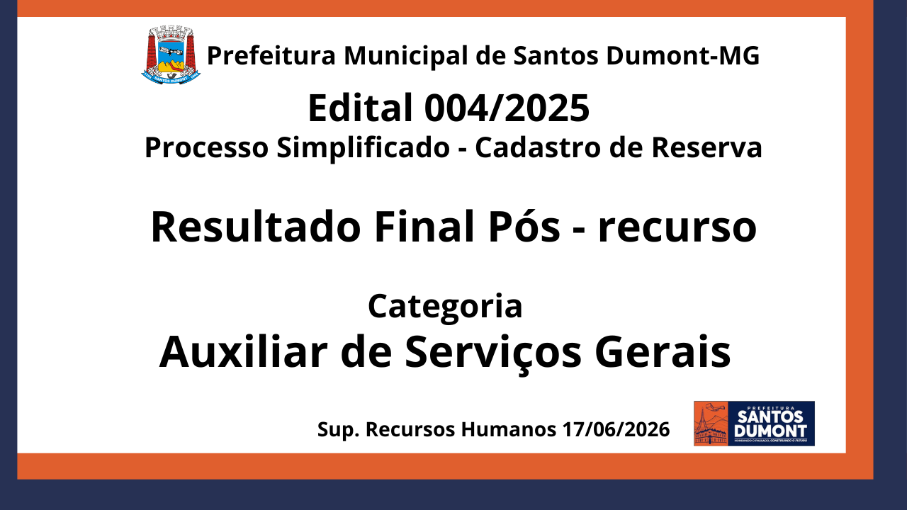 Edital 004/2026 Resultado Pós - recurso
