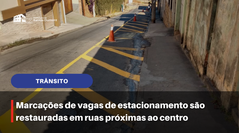 Marcações de vagas de estacionamento são restauradas em ruas próximas ao centro