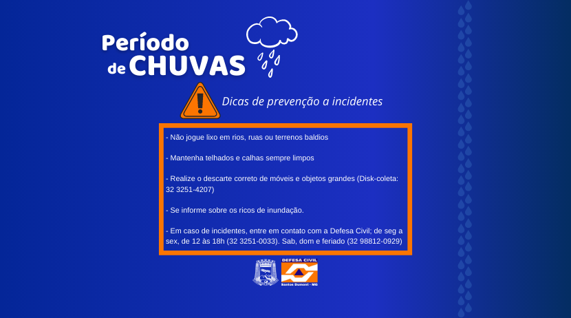 Período de chuvas; dicas de prevenção a incidentes